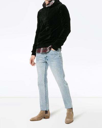 Džemperis su gobtuvu velvetinis Saint Laurent juoda