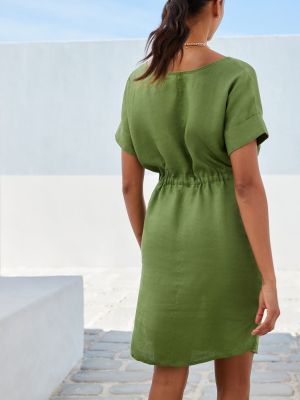 Льняное платье мини Next зеленое