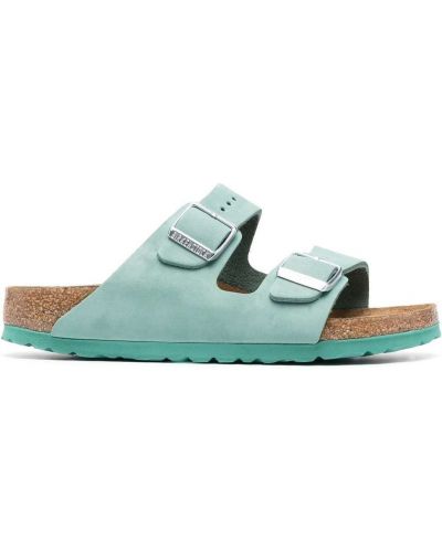 Semsket skinn sandaler Birkenstock grønn