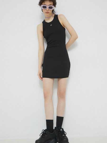Sukienka mini dopasowana bawełniana Tommy Jeans czarna