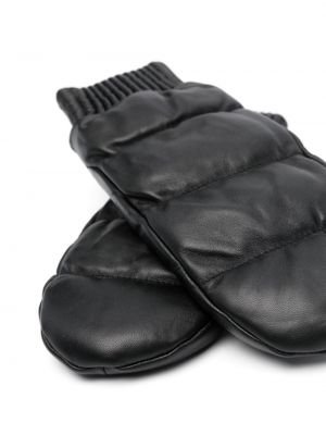Pikowane rękawiczki skórzane Samsoe Samsoe czarne