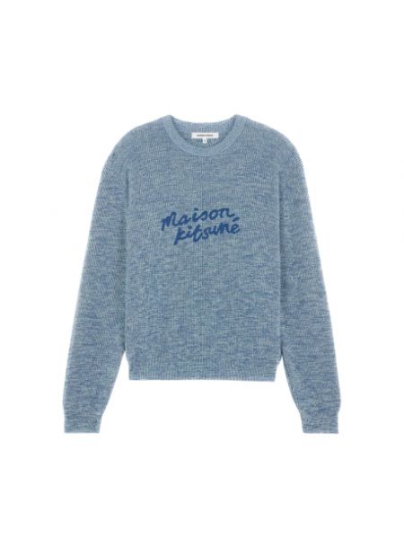 Sweter z długim rękawem Maison Kitsune niebieski