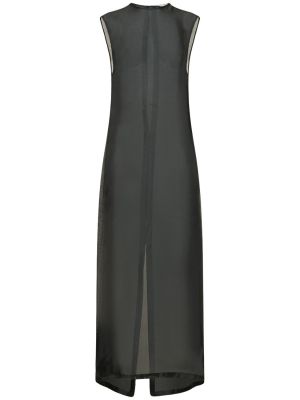 Priehľadné hodvábne midi šaty bez rukávov St.agni čierna