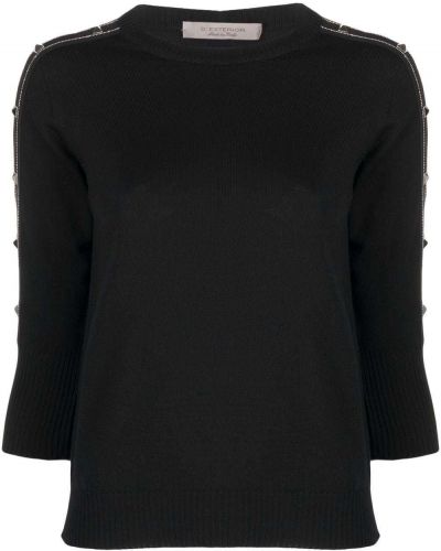Jersey de tela jersey con apliques D.exterior negro
