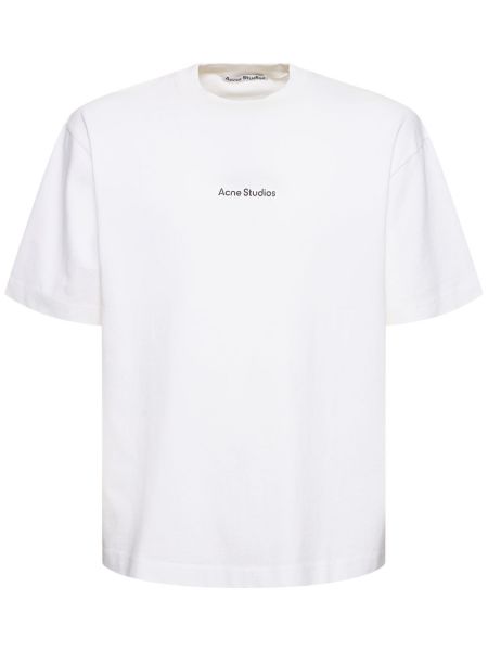 Βαμβακερή μπλούζα Acne Studios λευκό