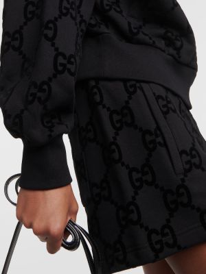 Βαμβακερός fleece φούτερ με κουκούλα Gucci μαύρο