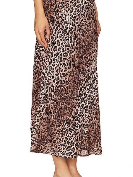 Falda midi leopardo Rixo marrón