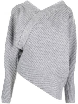 Асиметричен пуловер Lvir сиво