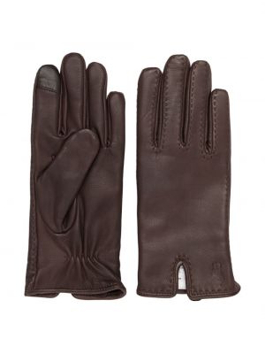 Kožené rukavice Polo Ralph Lauren hnedá