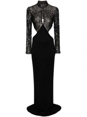 Μάξι φόρεμα με παγιέτες Elisabetta Franchi μαύρο