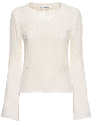 Ажурен памучен пуловер Acne Studios бяло