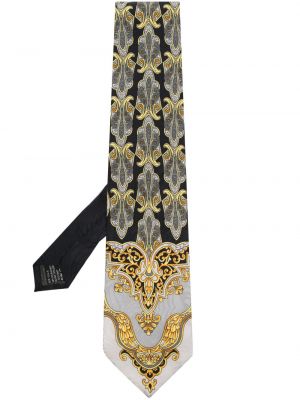Svilena kravata s potiskom Versace Pre-owned črna