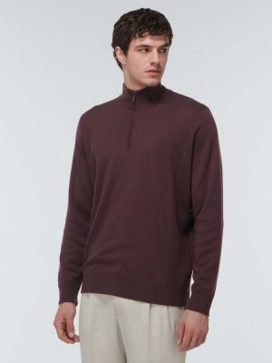 Кашмирен копринен вълнен пуловер Loro Piana виолетово