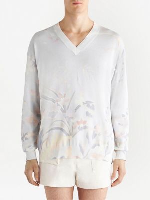 Sweter bawełniany w kwiatki z nadrukiem Etro biały