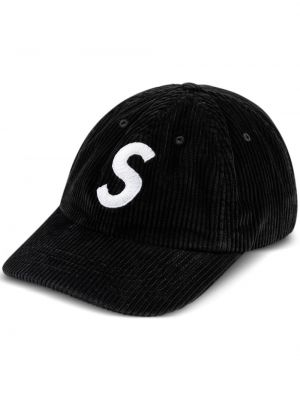 Czarna czapka z daszkiem sztruksowa Supreme