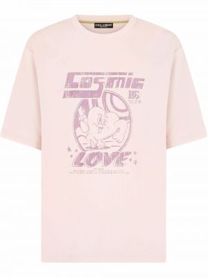 Тениска с принт Dolce & Gabbana розово