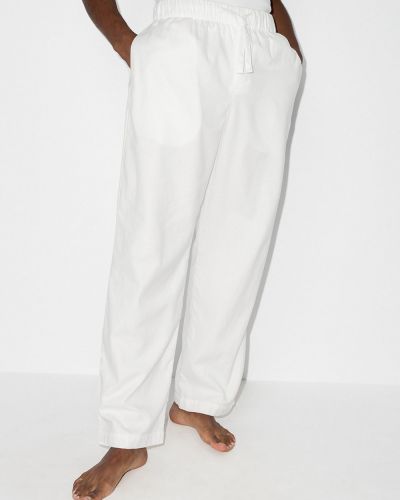 Bavlněné rovné kalhoty Tekla bílé