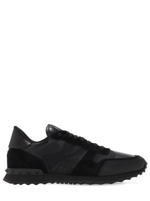 Læder canvas sneakers Valentino Garavani sort