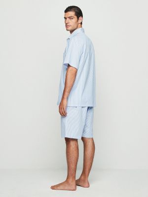 Хлопковая пижама в полоску Mirto синяя
