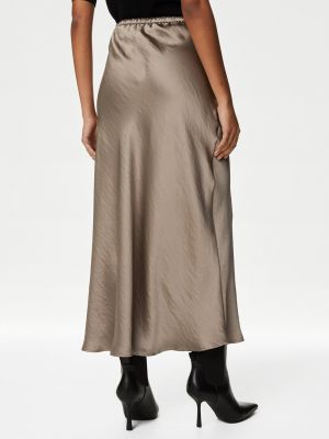 Saténová sukňa Marks & Spencer hnedá