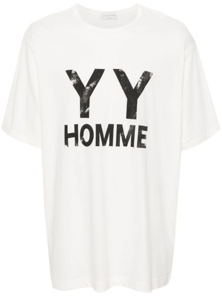 Βαμβακερή μπλούζα με σχέδιο Yohji Yamamoto λευκό