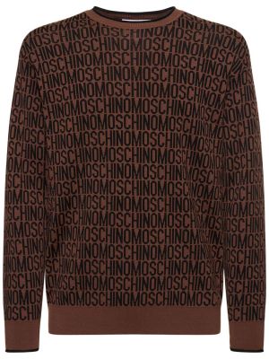 Pull en laine en tricot Moschino marron