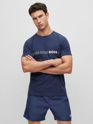 Тениска slim Boss синьо