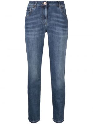 Jeans skinny effet usé Brunello Cucinelli bleu
