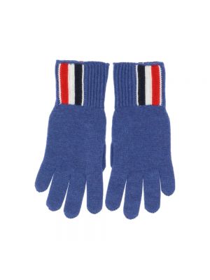Dzianinowe rękawiczki Thom Browne niebieskie