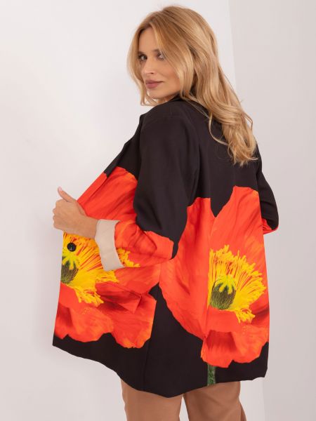 Kvetinová bunda s potlačou Fashionhunters čierna