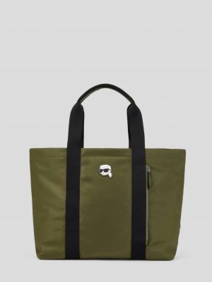 Shopper kabelka z nylonu na zip Karl Lagerfeld zelená