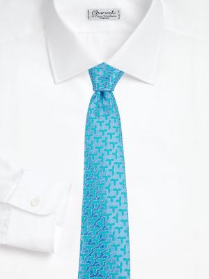 Шелковый галстук с принтом с геометрическим узором Charvet синий