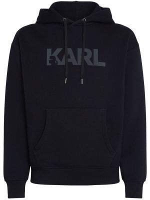 Pamučna hoodie s kapuljačom s printom Karl Lagerfeld crna