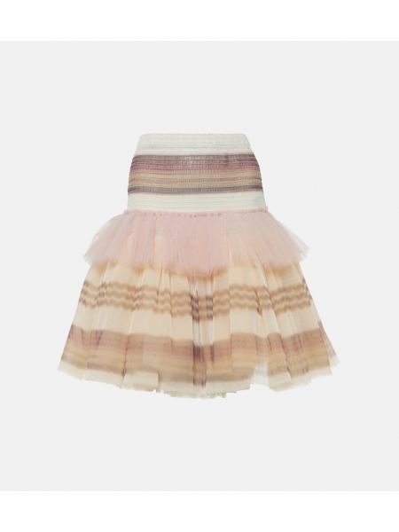 Prugasta mini suknja od tila Susan Fang ljubičasta