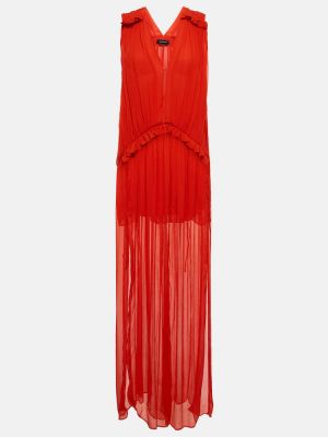Jedwabna sukienka długa szyfonowa Isabel Marant Czerwona