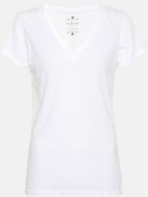 Хлопковая бархатная футболка Velvet белая