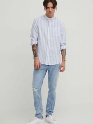 Lniana koszula jeansowa bawełniana ze stójką Tommy Jeans