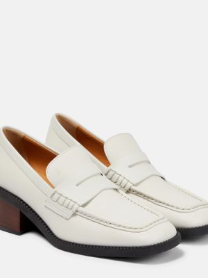 Кожени полуотворени обувки Tod's бяло