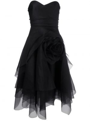 Midi obleka s cvetličnim vzorcem Ana Radu črna