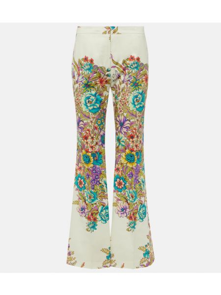 Хлопковые брюки в цветочек с принтом Etro