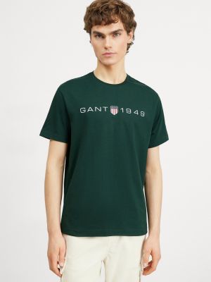 Клетчатая футболка с принтом Gant зеленая