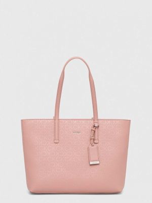Shopperka skórzana ze skóry ekologicznej Calvin Klein różowa
