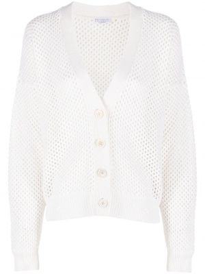 Mesh strikkegenser med v-hals Brunello Cucinelli hvit