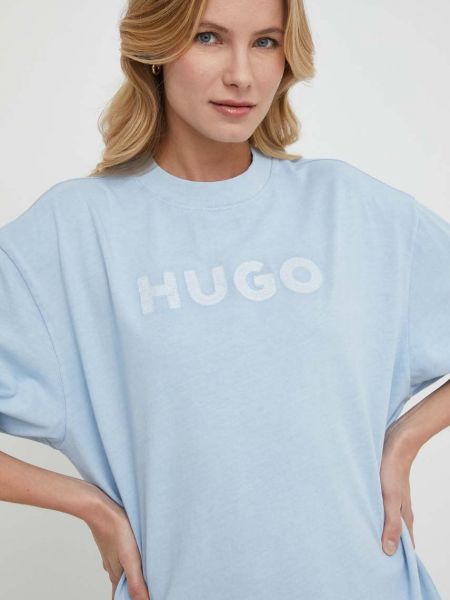 Bavlněné tričko Hugo modré