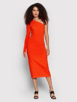 Коктейлна рокля slim Victoria Victoria Beckham оранжево
