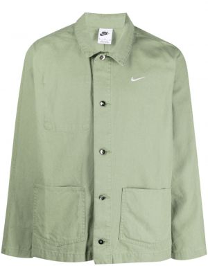 Памучна риза бродирана Nike зелено