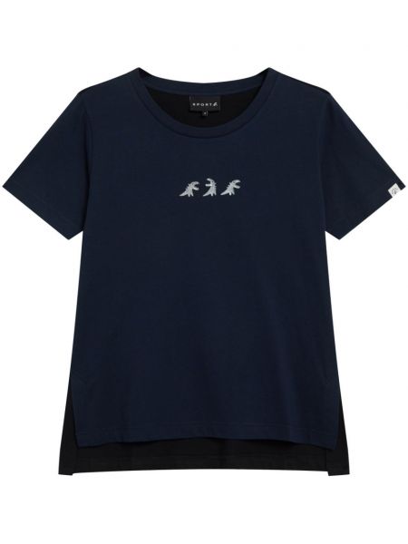 Koszulka bawełniana z nadrukiem Sport B. By Agnès B. niebieska