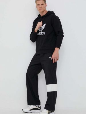 Bluza z kapturem bawełniana z nadrukiem Adidas Originals czarna