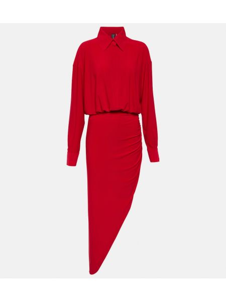 Платье из джерси с драпировкой Norma Kamali красное