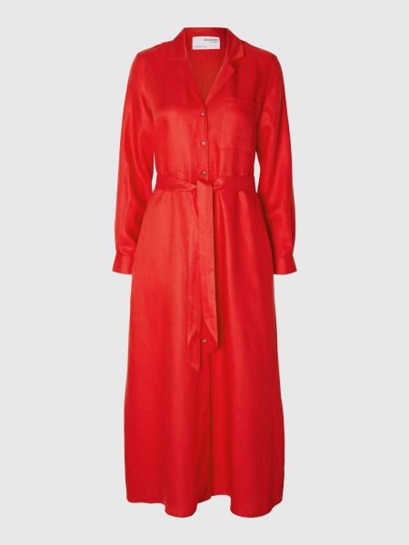 Robe longue Selected Femme rouge